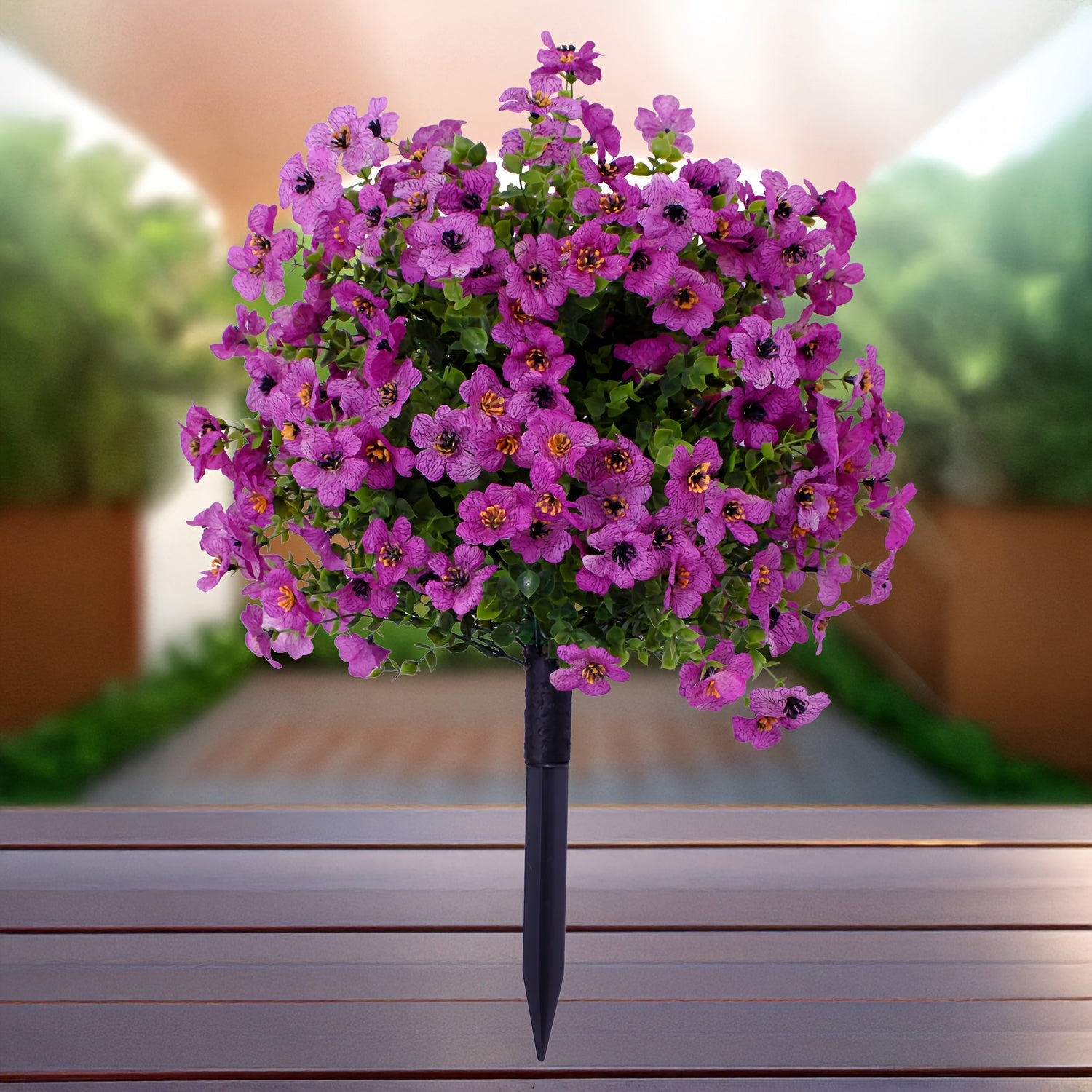 1/2pcs Artificial Daisy & Eucalyptus Plug-In Flowers with Ground Spikes – UV-Resistant Outdoor/Indoor Floral Decor