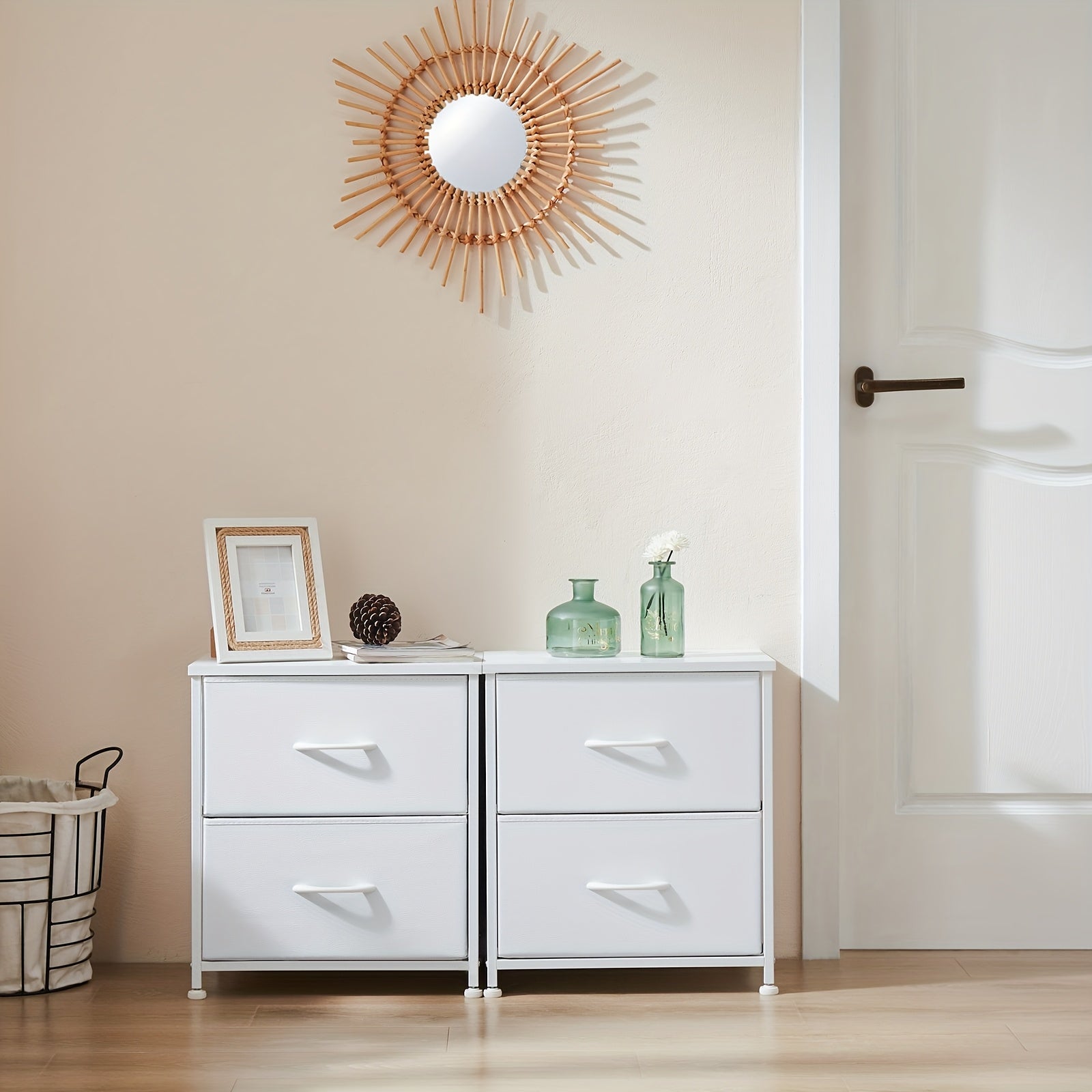 2-Drawer Storage Nightstand - 20" Wooden End Table Set
