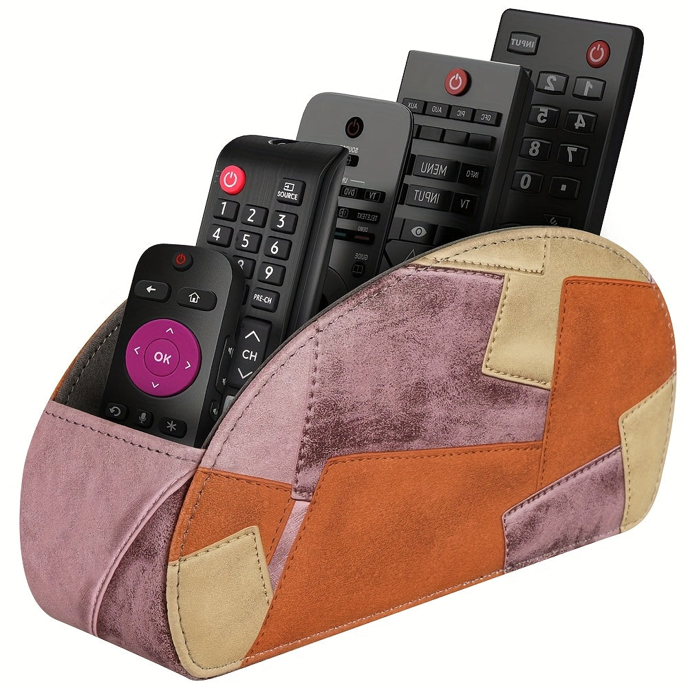Multicolor Leather Remote Holder - 5 Compartment TV Organizer