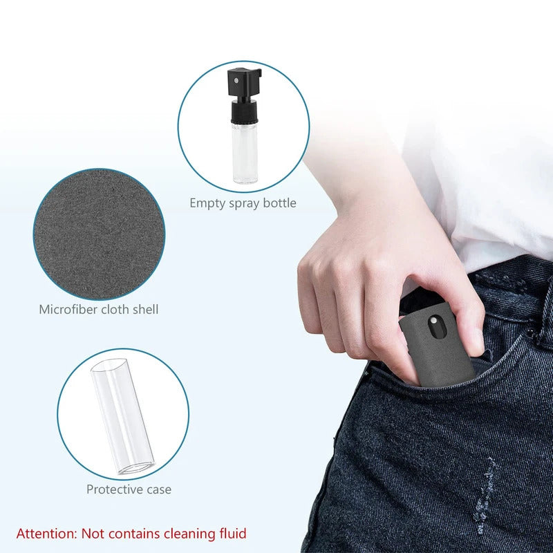 2-in-1 microfiber screen cleaner set with spray bottle and cloth for phone iPad computer cleaning