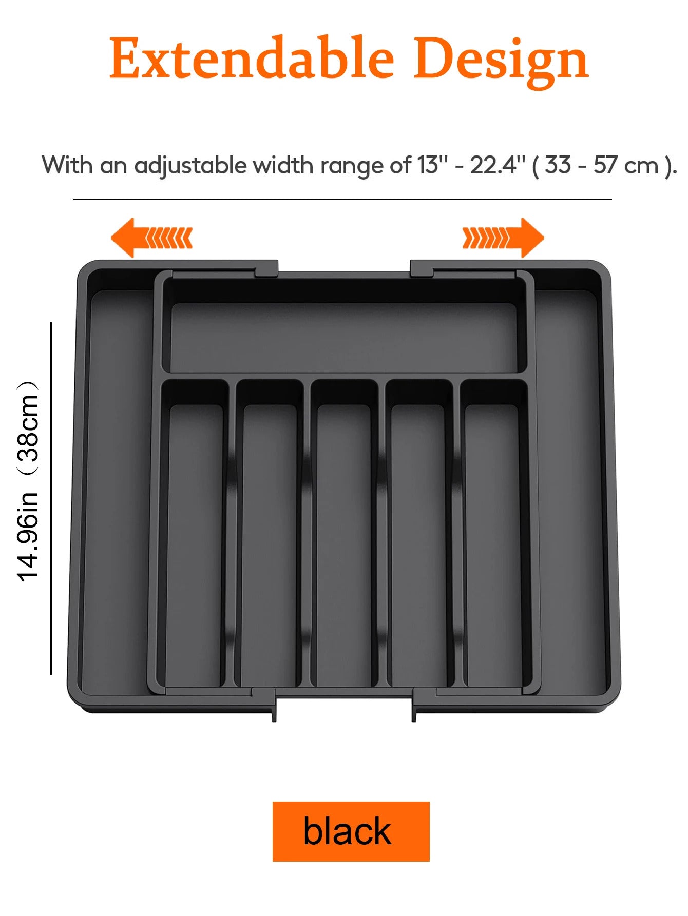 Adjustable Silverware Drawer Organizer - Expandable Utensil Tray for Kitchen Flatware Storage