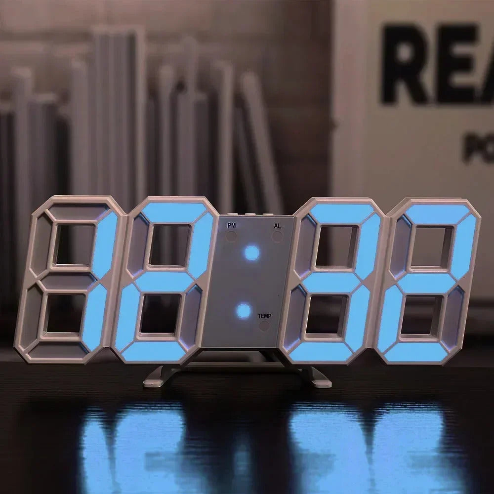 3D LED Digital Wall Clock - Modern Smart Display Clock with Temperature & Multiple Alarms