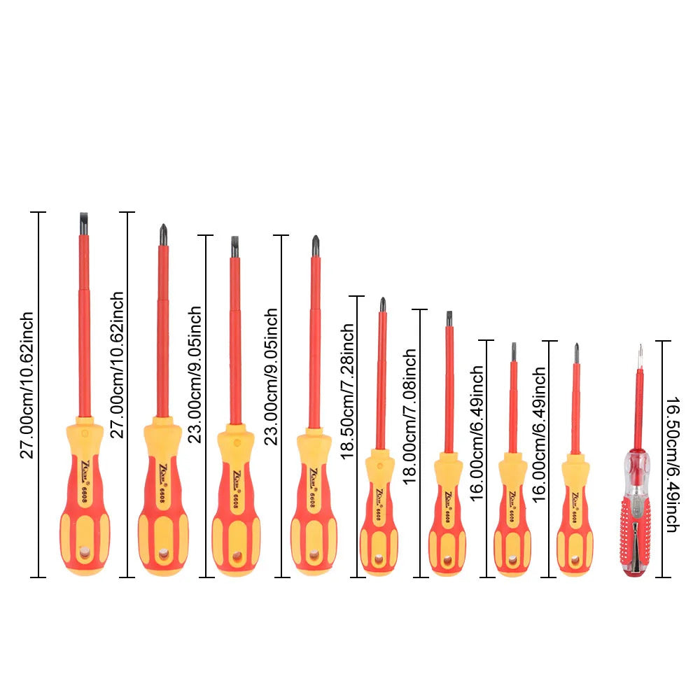Professional Insulated Magnetic Screwdriver Set - Phillips & Slotted Bits for Electricians, Multifunctional Hand Tools