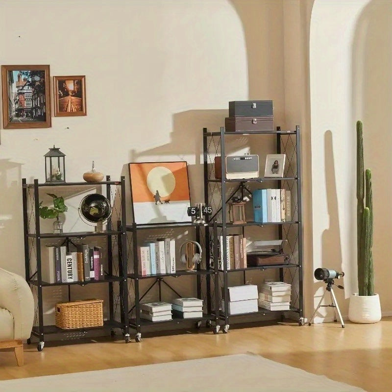Rolling Metal Storage Rack - 3/4/5 Tier Adjustable Shelving