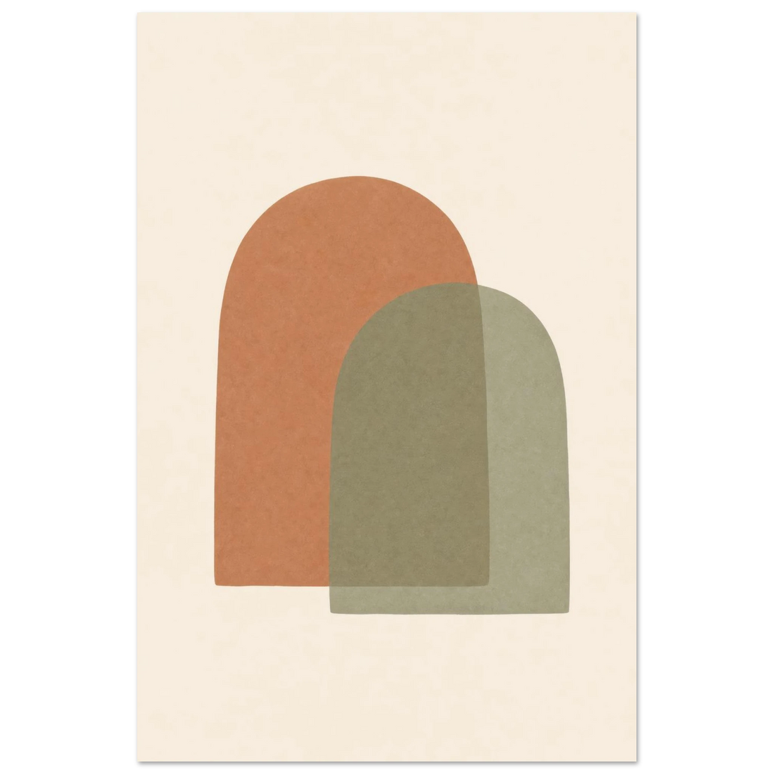 Minimalist Japandi nursery print with terracotta and sage arches on cream