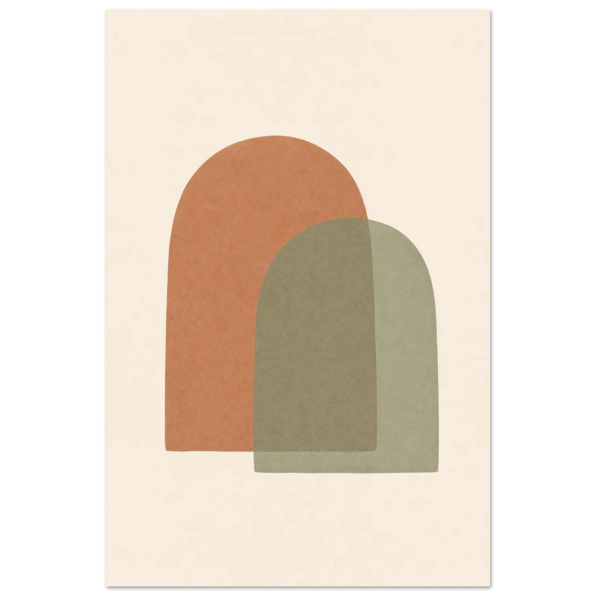 Minimalist Japandi nursery print with terracotta and sage arches on cream
